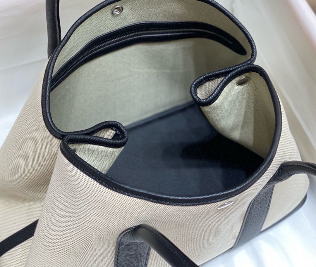 Hermes Garden Party 36cm Bag in Toile and Black Leather - Image 10
