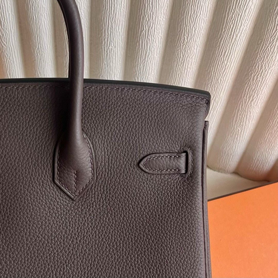 Hermes Birkin 25 Retourne Handmade Bag in Chocolat Clemence Leather - Image 8