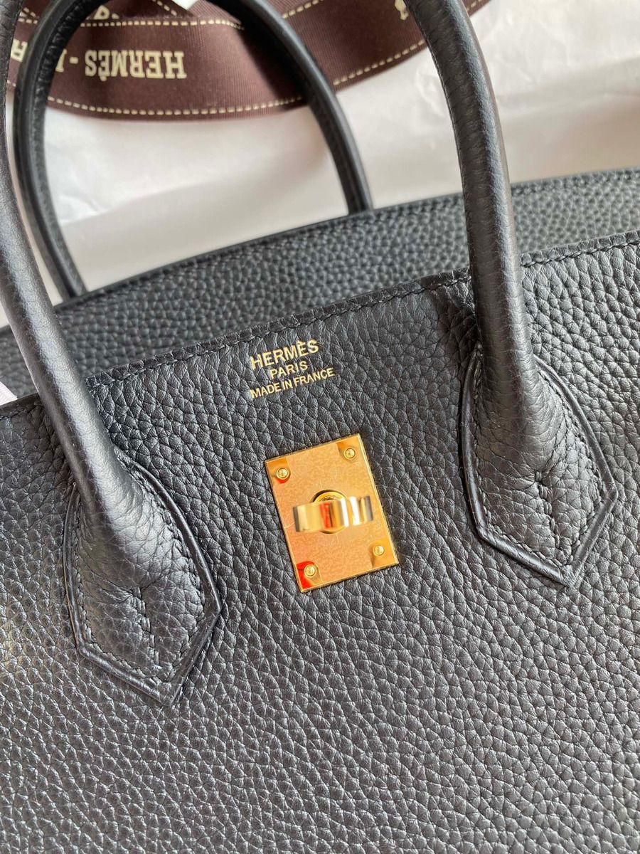 Hermes Birkin 25 Handmade Bag In Black Clemence Leather - Image 7