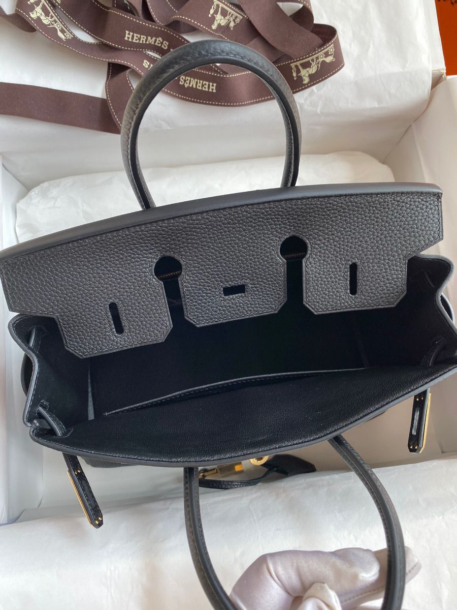 Hermes Birkin 25 Handmade Bag In Black Clemence Leather - Image 8