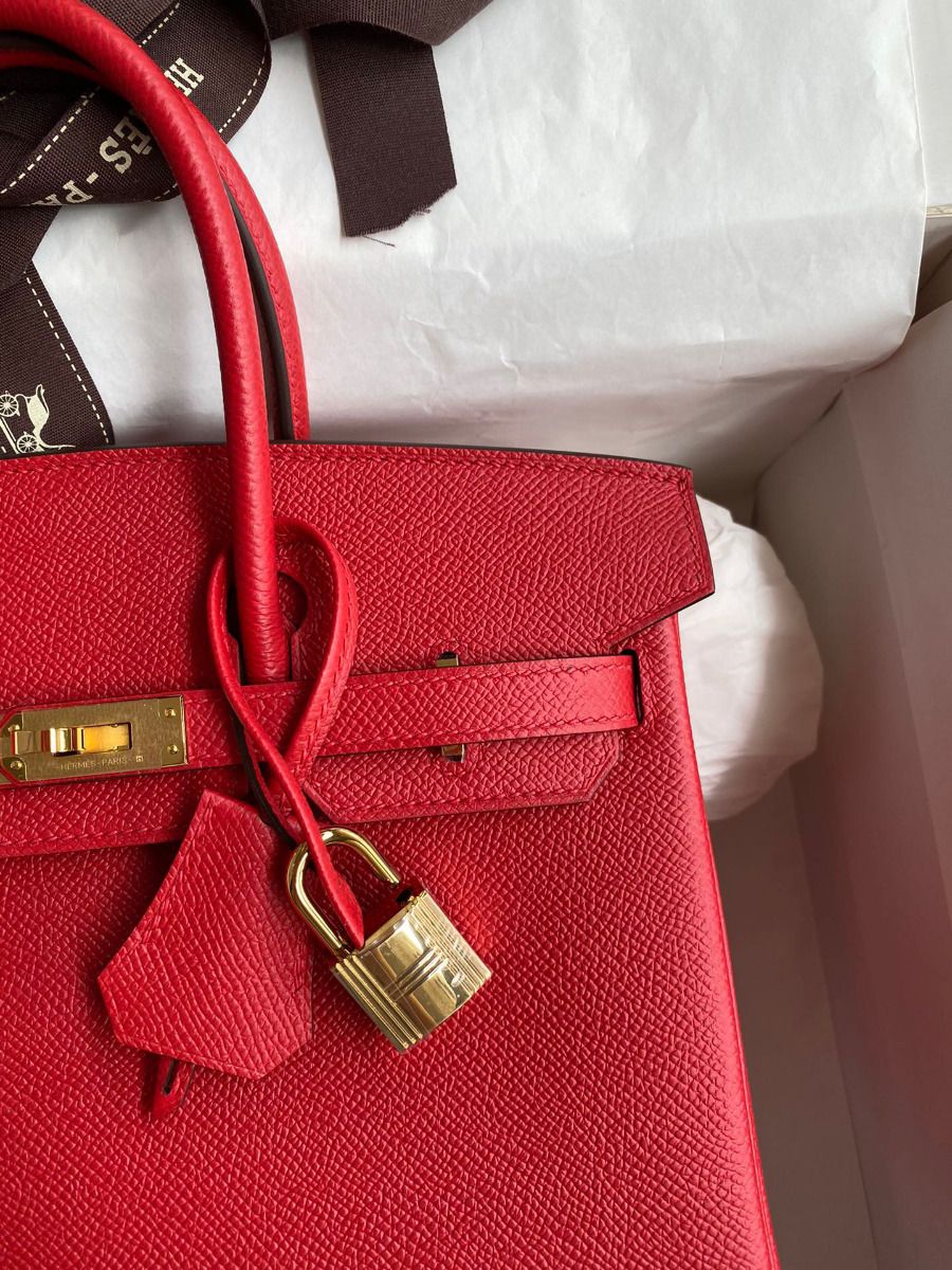 Hermes Birkin 25 Handmade Bag In Red Epsom Calfskin - Image 4