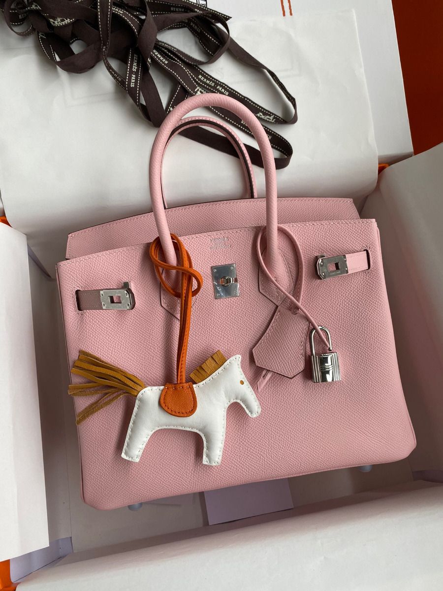 Hermes Birkin 25 Retourne Handmade Bag In Rose Sakura Epsom Calfskin - Image 10