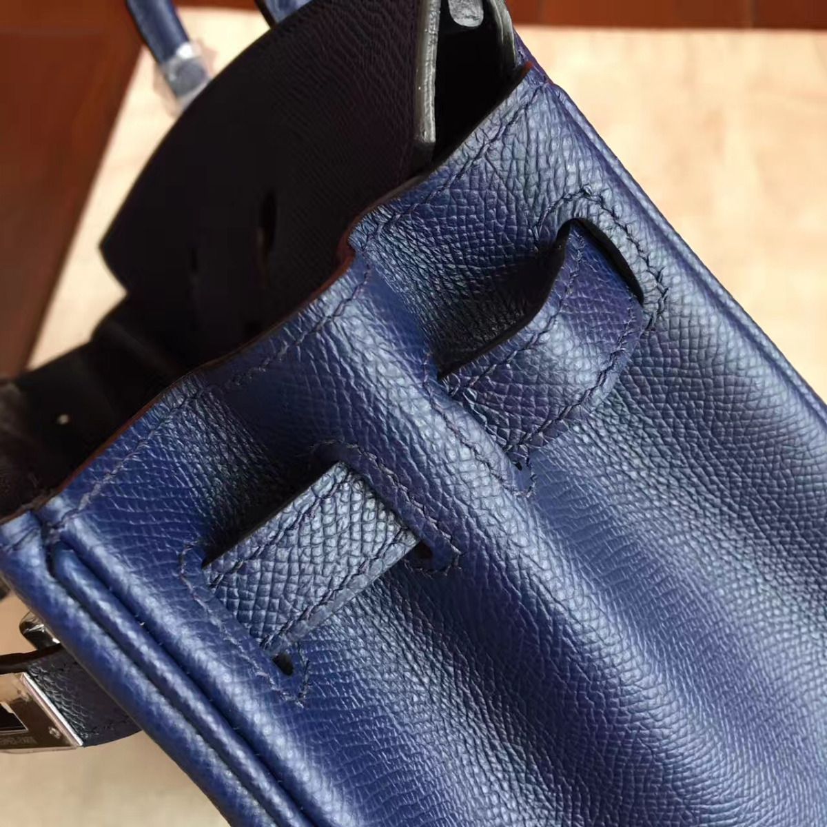 Hermes Birkin 25 Handmade Bag In Sapphire Epsom Calfskin - Image 6