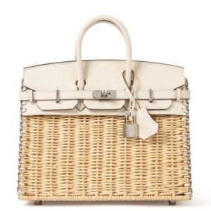 Hermes Picnic Birkin 25 Bag in Wicker with Nata Swift Calfskin