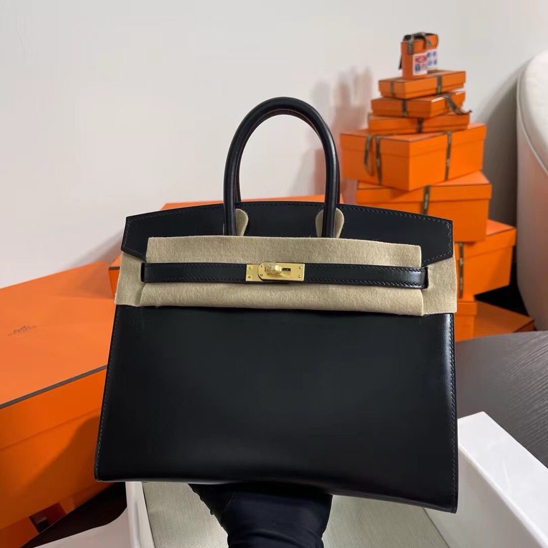 Hermes Birkin 25 Sellier Handmade Bag In Black Box Calfskin - Image 3