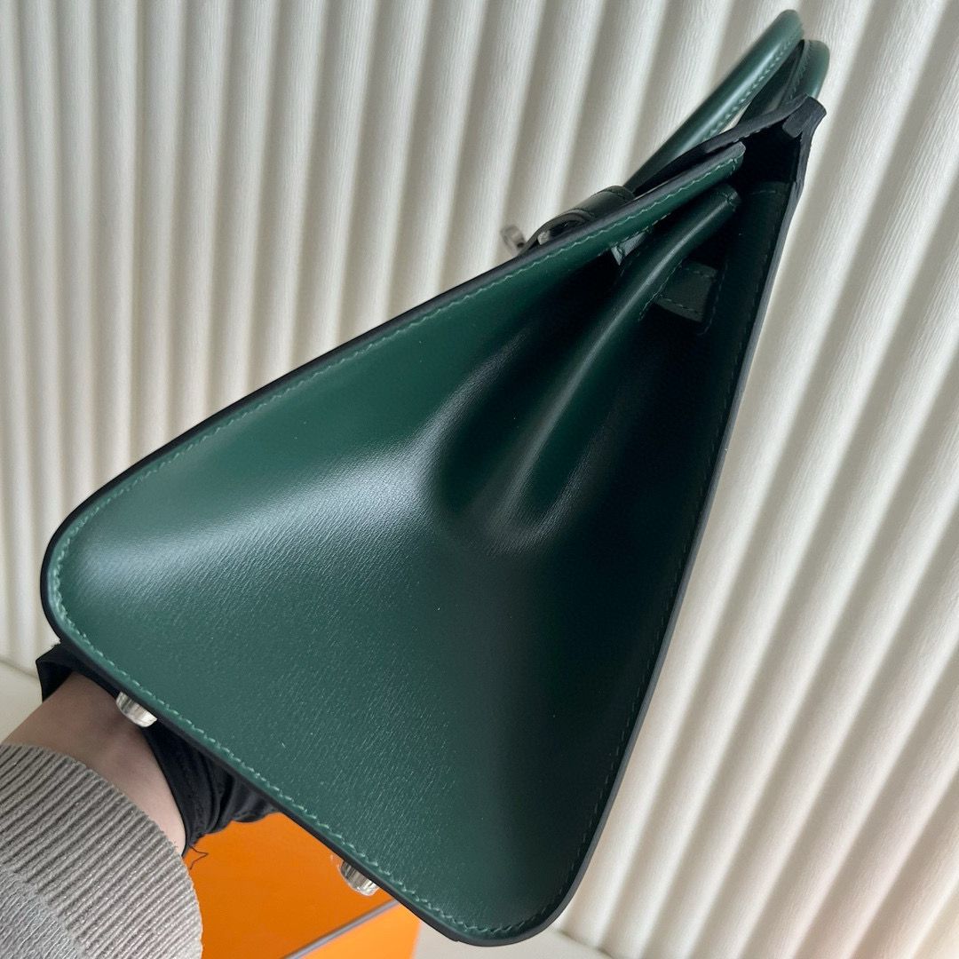 Hermes Birkin 25 Sellier Handmade Bag in Vert Fonce Box Calfskin - Image 7