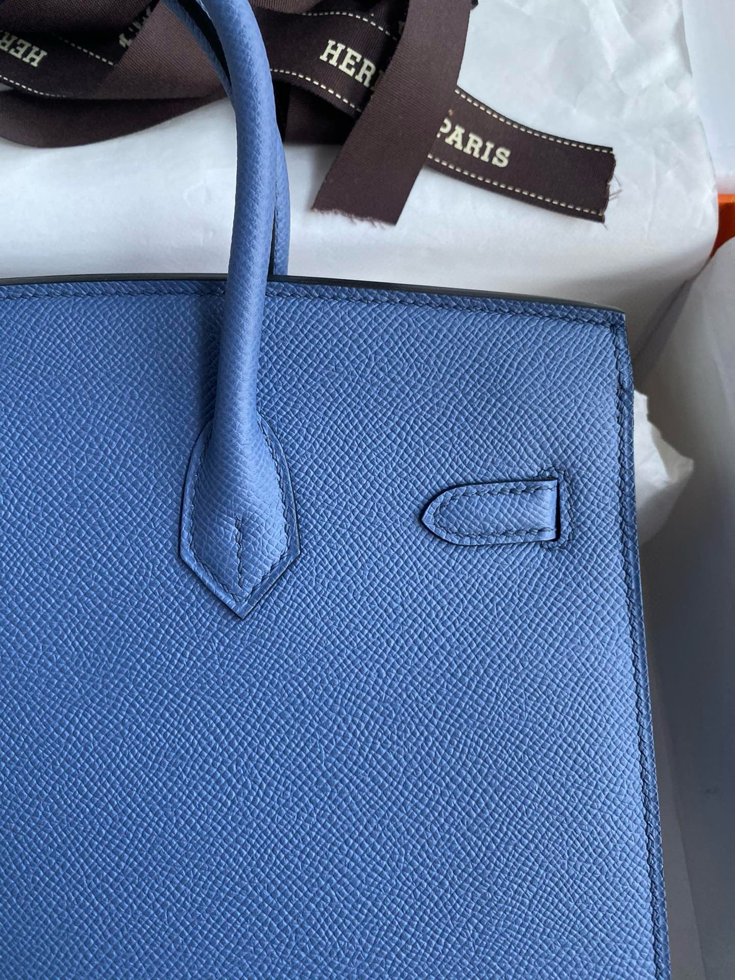 Hermes Birkin 25 Sellier Handmade Bag in Blue Brighton Epsom Calfskin - Image 5
