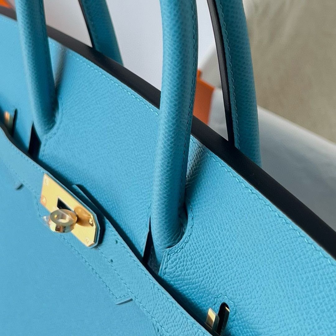 Hermes Birkin 25 Sellier Handmade Bag In Celeste Epsom Calfskin - Image 6