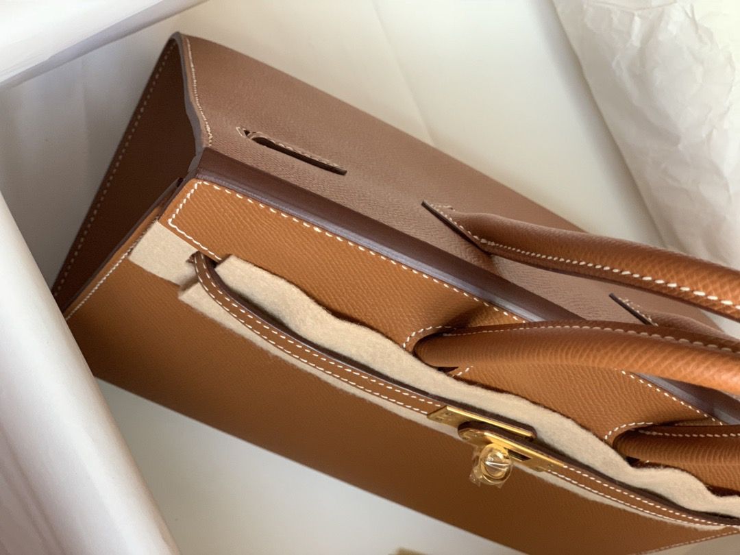 Hermes Birkin 25 Sellier Handmade Bag In Gold Epsom Calfskin - Image 6