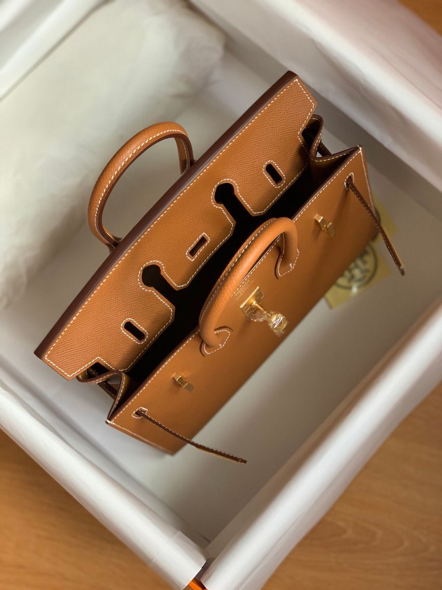 Hermes Birkin 25 Sellier Handmade Bag In Gold Epsom Calfskin - Image 8