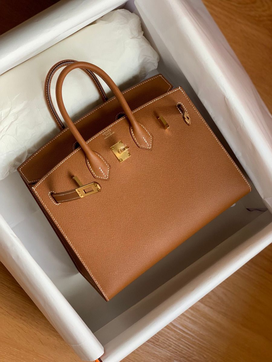 Hermes Birkin 25 Sellier Handmade Bag In Gold Epsom Calfskin - Image 9