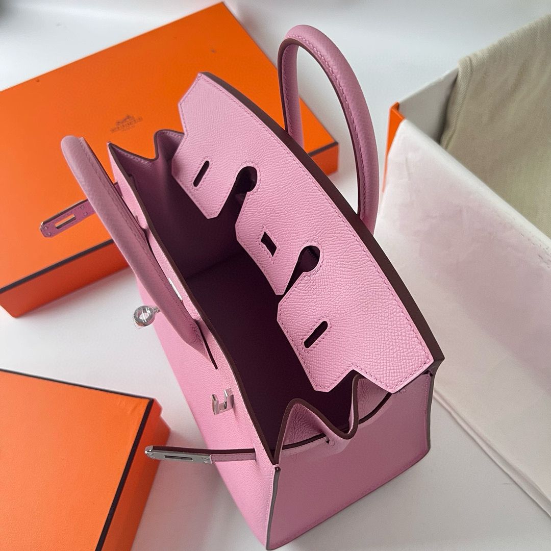 Hermes Birkin 25 Sellier Handmade Bag in Mauve Sylvestre Epsom Calfskin - Image 7