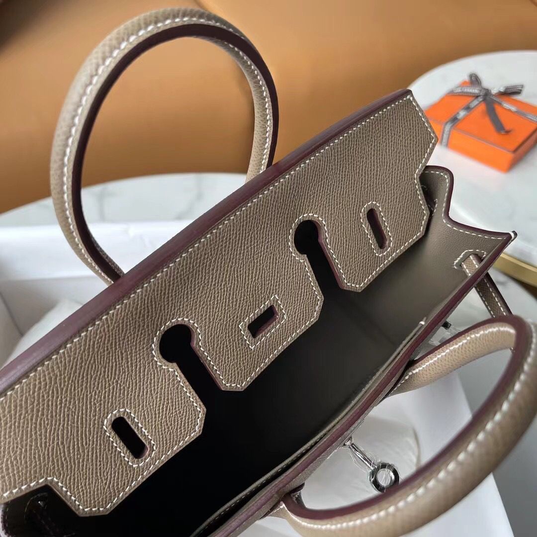 Hermes Birkin 25 Sellier Handmade Bag In Taupe Epsom Calfskin - Image 6