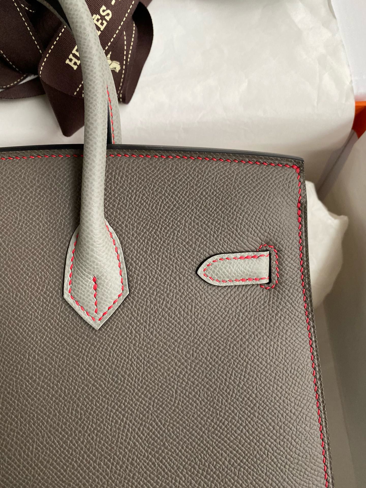 Hermes HSS Birkin 25 Sellier Bag in Etain and Gris Mouette Epsom Calfskin - Image 5