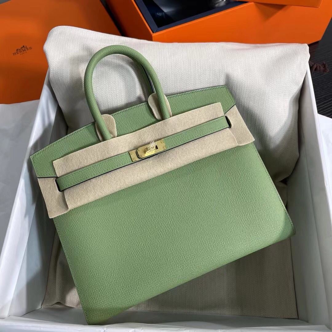 Hermes Birkin 25 Sellier Handmade Bag In Vert Criquet Epsom Calfskin - Image 3