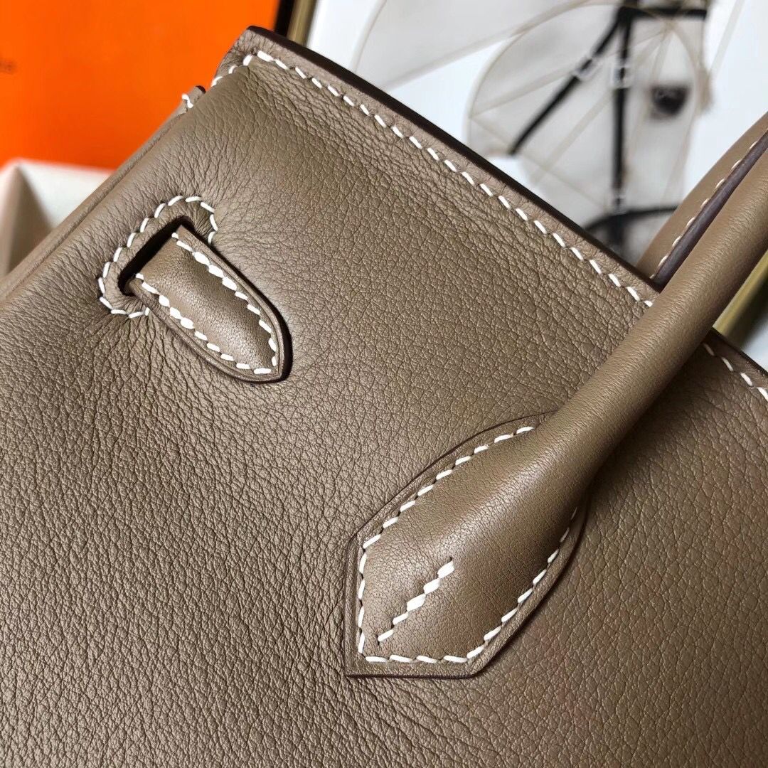 Hermes Birkin 25 Handmade Bag In Taupe Swift Leather - Image 6