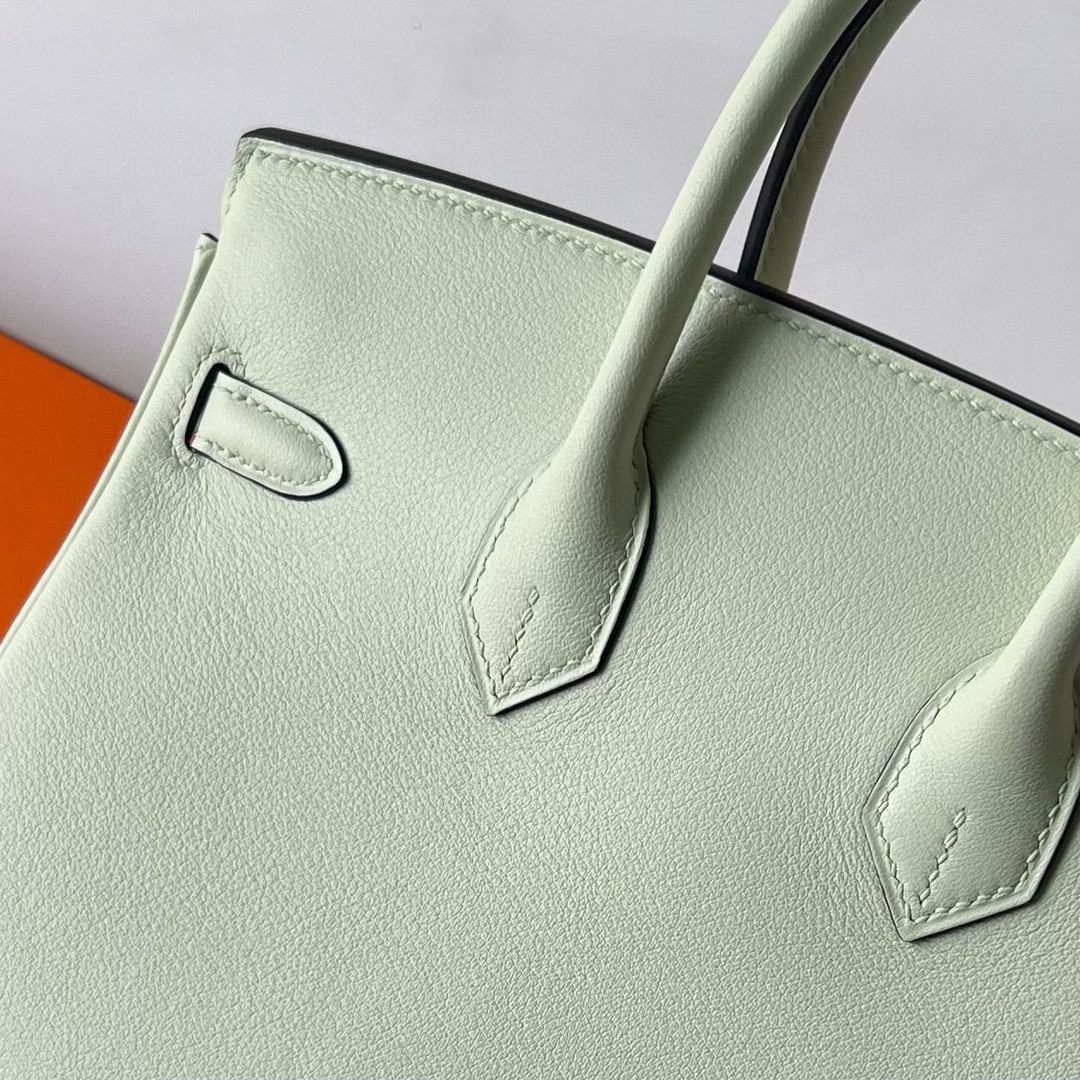 Hermes Birkin 25 Retourne Handmade Bag in Vert Fizz Swift Calfskin - Image 9