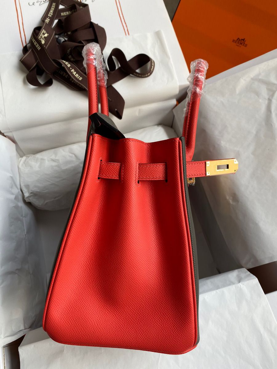 Hermes HSS Birkin 30 Bicolor Bag in Etain and Piment Epsom Calfskin - Image 6
