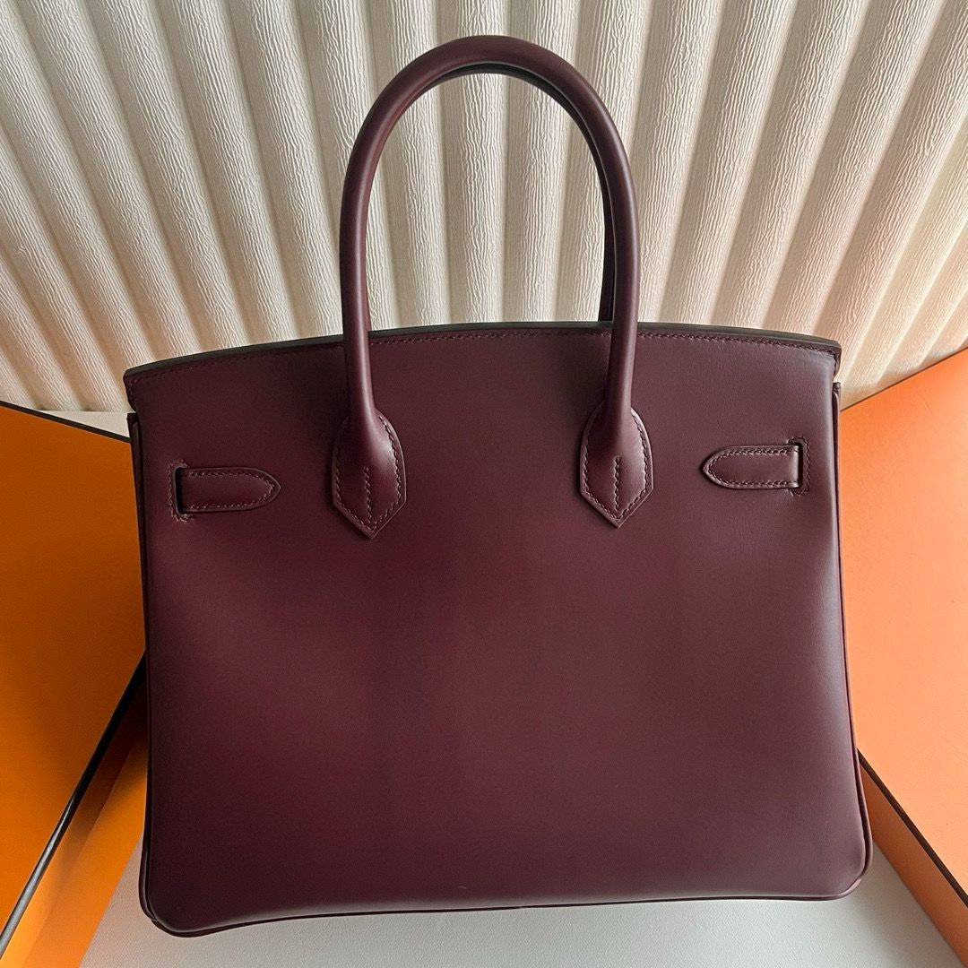 Hermes Birkin 30 Retourne Handmade Bag in Bordeaux Box Calfskin - Image 5