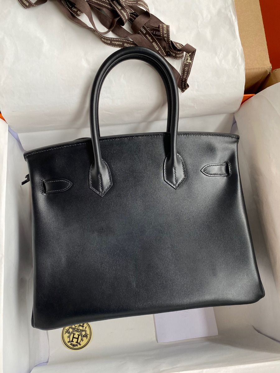 Hermes Birkin 30 Retourne Handmade Bag In Black Box Calfskin - Image 4