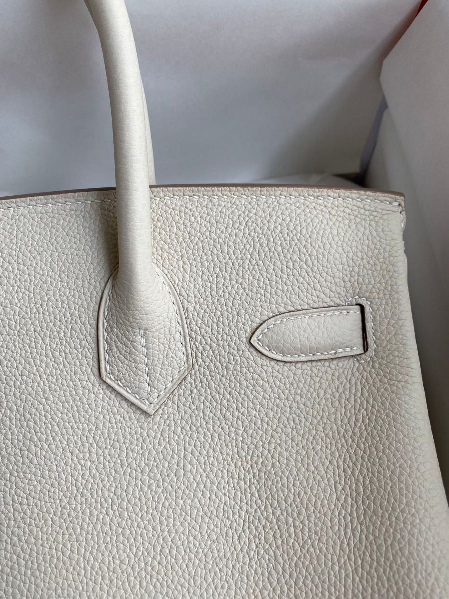 Hermes Birkin 30 Retourne Handmade Bag In Craie Clemence Leather - Image 5
