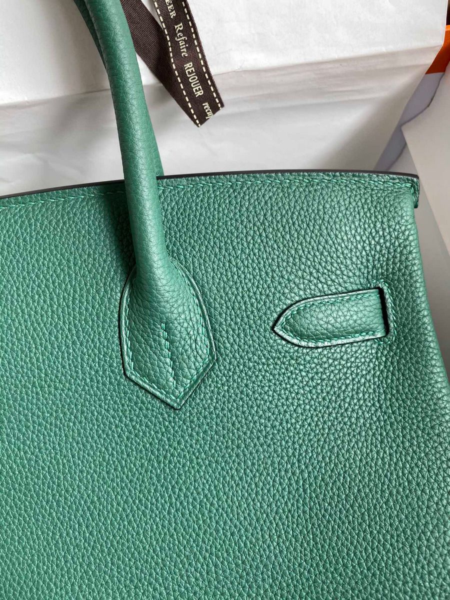 Hermes Birkin 30 Retourne Handmade Bag In Malachite Clemence Leather - Image 5