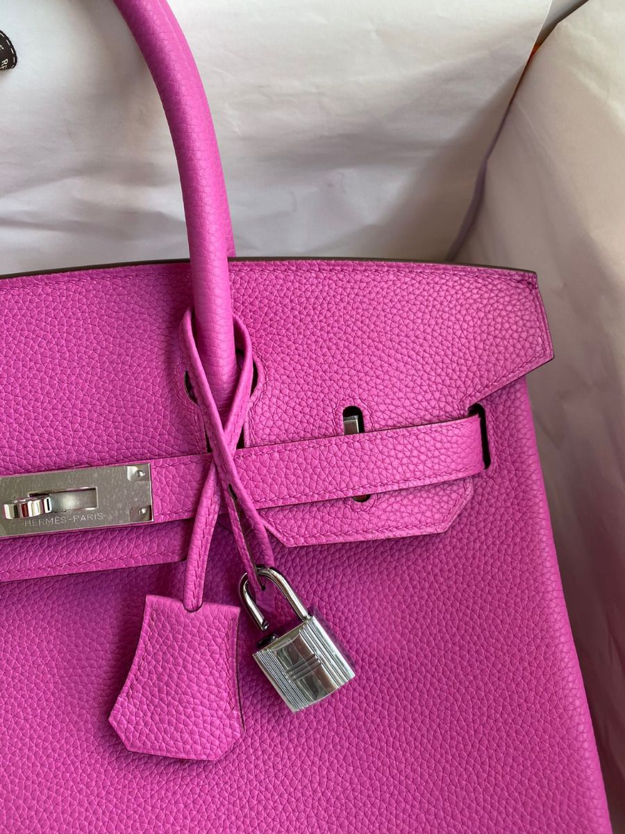 Hermes Birkin 30 Retourne Handmade Bag In Magnolia Clemence Leather - Image 4