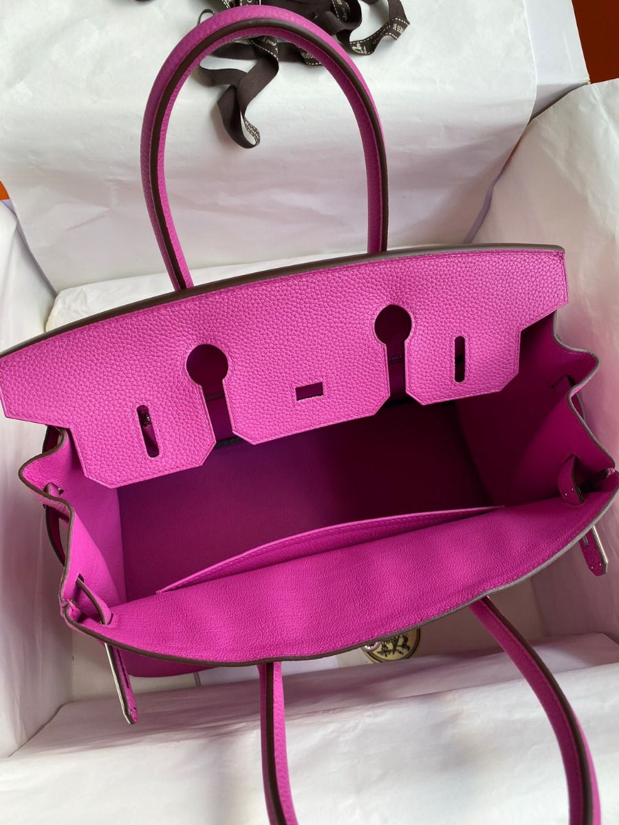 Hermes Birkin 30 Retourne Handmade Bag In Magnolia Clemence Leather - Image 6