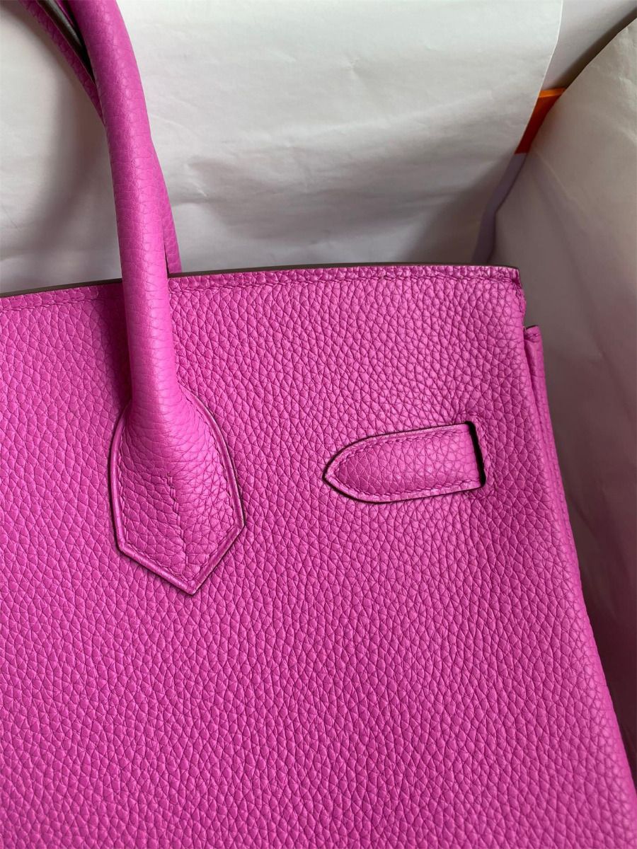 Hermes Birkin 30 Retourne Handmade Bag In Magnolia Clemence Leather - Image 9