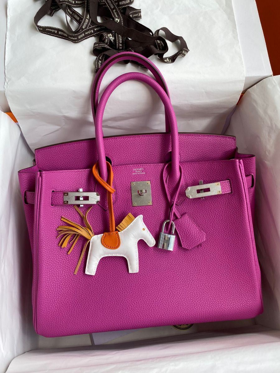 Hermes Birkin 30 Retourne Handmade Bag In Magnolia Clemence Leather - Image 10