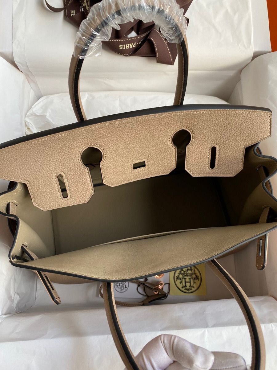 Hermes Birkin 30 Retourne Handmade Bag In Trench Clemence Leather - Image 7
