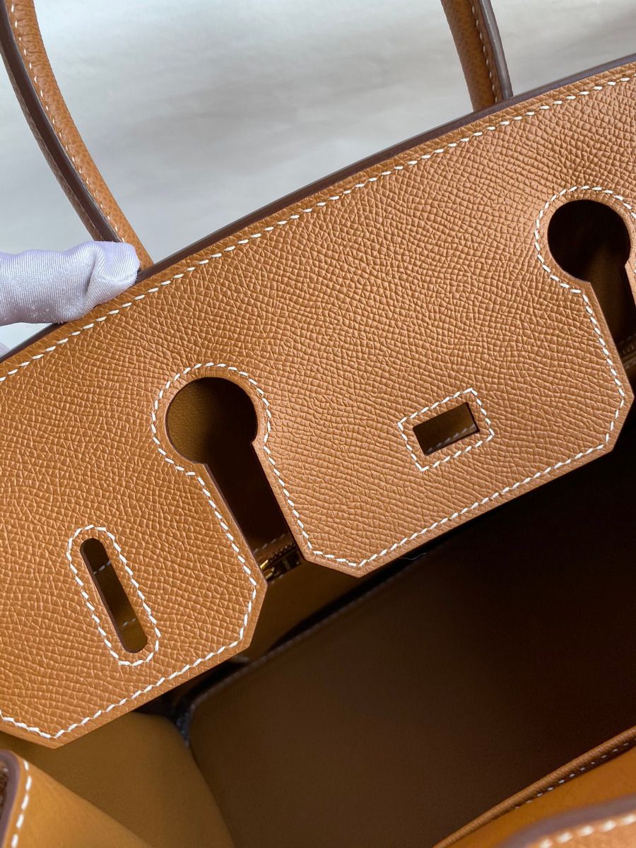 Hermes Birkin 30 Retourne Handmade Bag In Gold Epsom Calfskin - Image 10