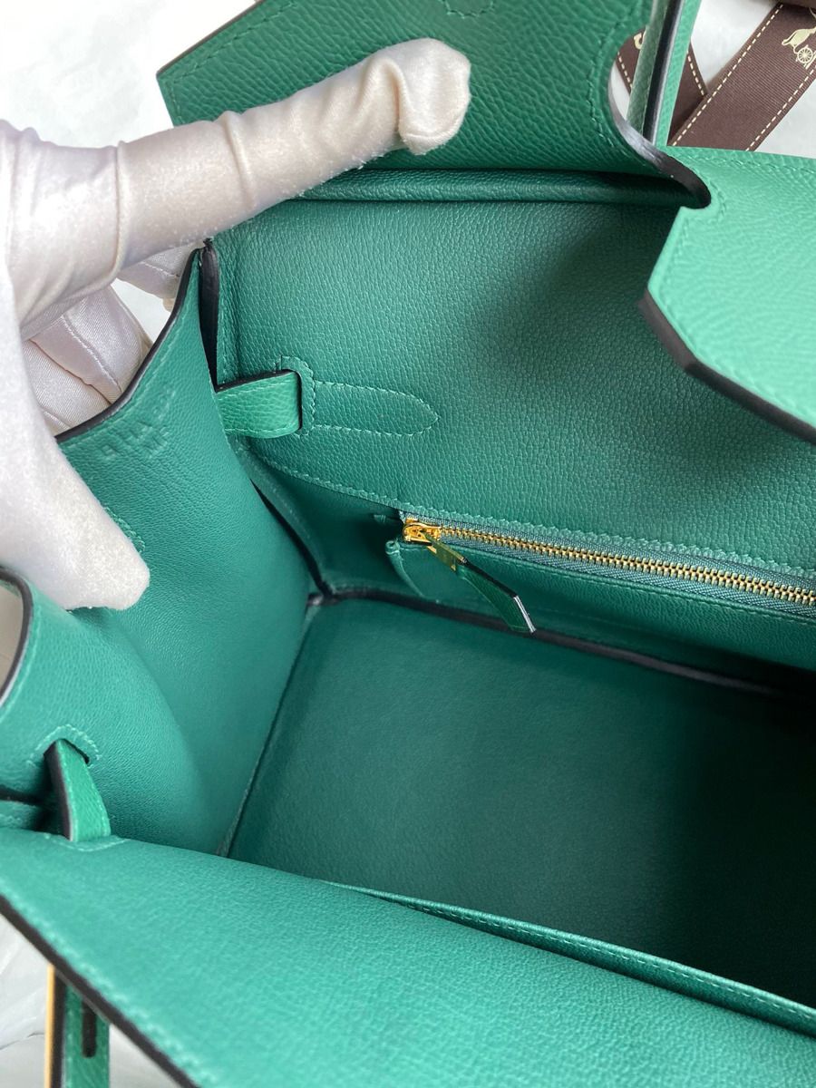Hermes Birkin 30 Retourne Handmade Bag In Malachite Epsom Calfskin - Image 10