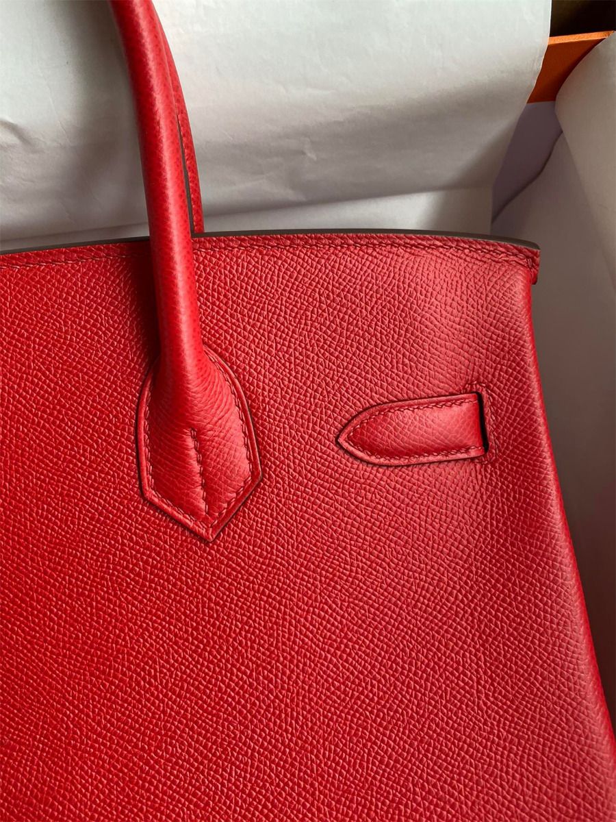 Hermes Birkin 30 Retourne Handmade Bag In Red Epsom Calfskin - Image 5