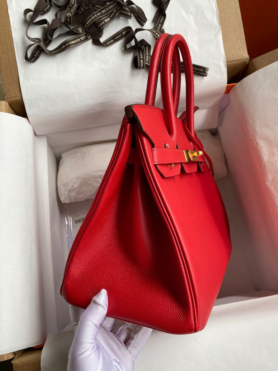 Hermes Birkin 30 Retourne Handmade Bag In Red Epsom Calfskin - Image 7