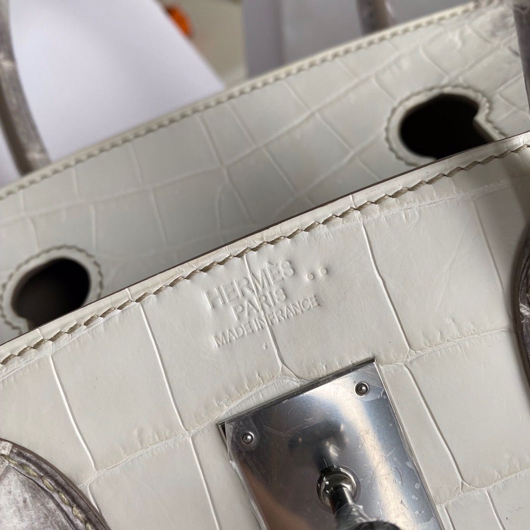 Hermes Diamond Birkin 30cm Bag In Himalaya Niloticus Crocodile Skin - Image 8