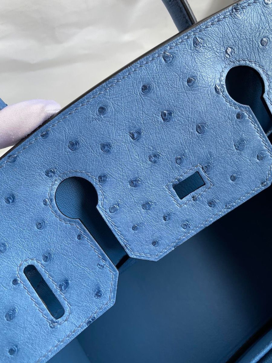 Hermes Birkin 30 Retourne Handmade Bag In Mykonos Ostrich Leather - Image 9