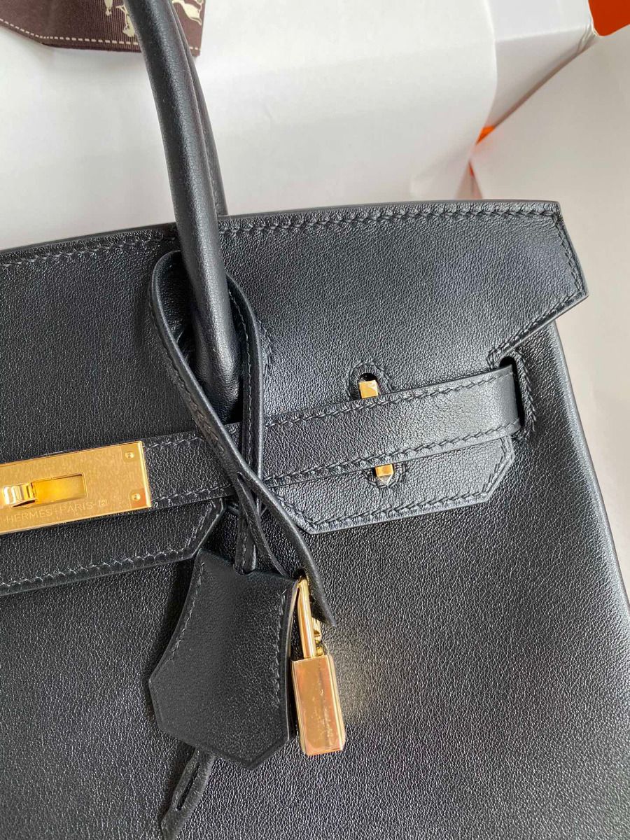 Hermes Birkin 30 Retourne Handmade Bag In Black Swift Leather - Image 4