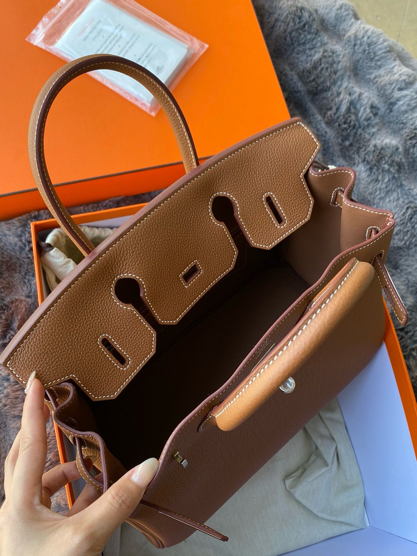 Hermes Birkin 30 Retourne Handmade Bag in Gold Togo Leather - Image 6