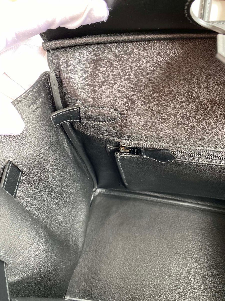 Hermes Birkin 35 Retourne Handmade Bag In Black Box Calfskin - Image 8