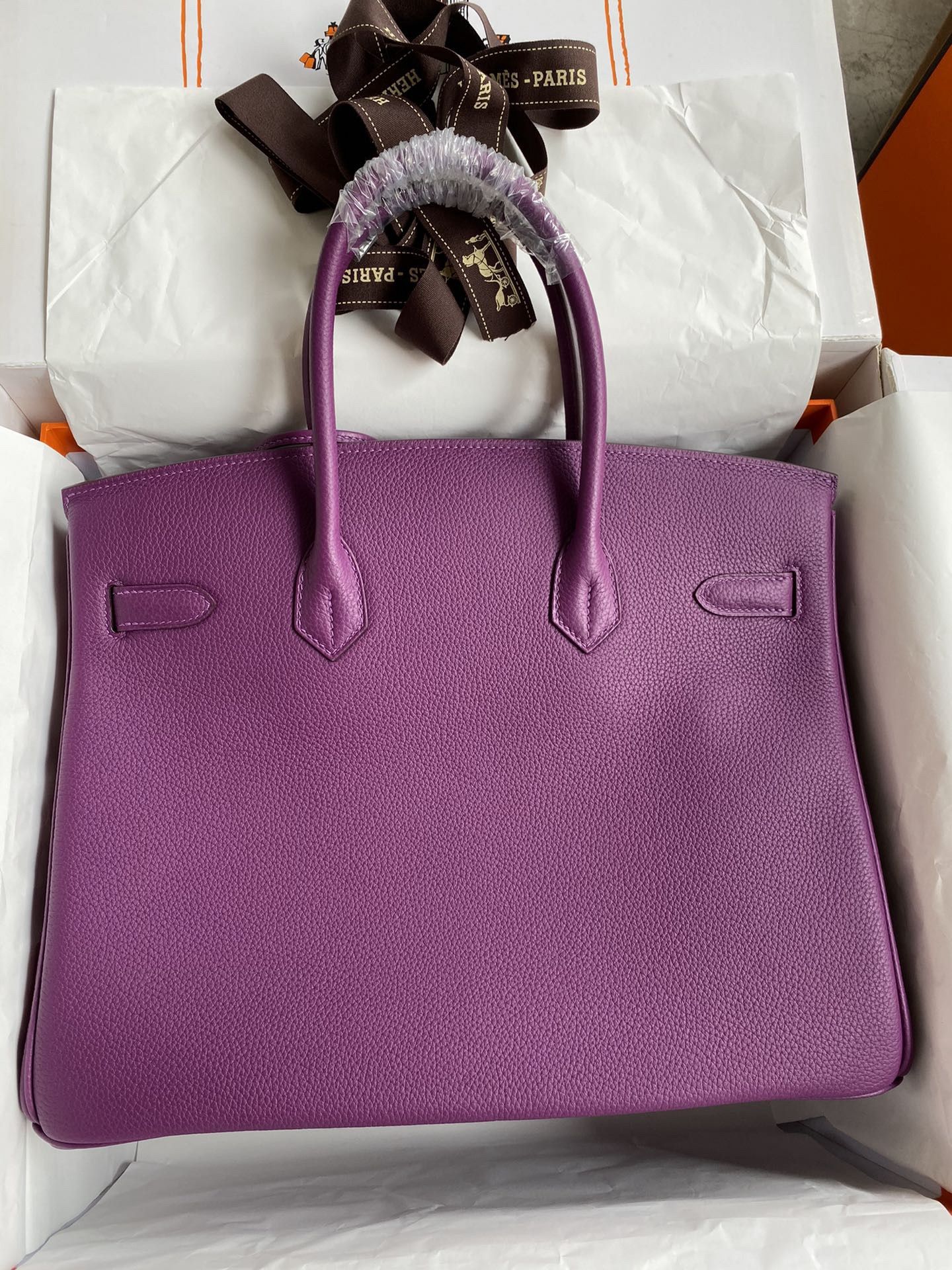 Hermes Birkin 35 Retourne Handmade Bag in Anemone Clemence Leather - Image 3