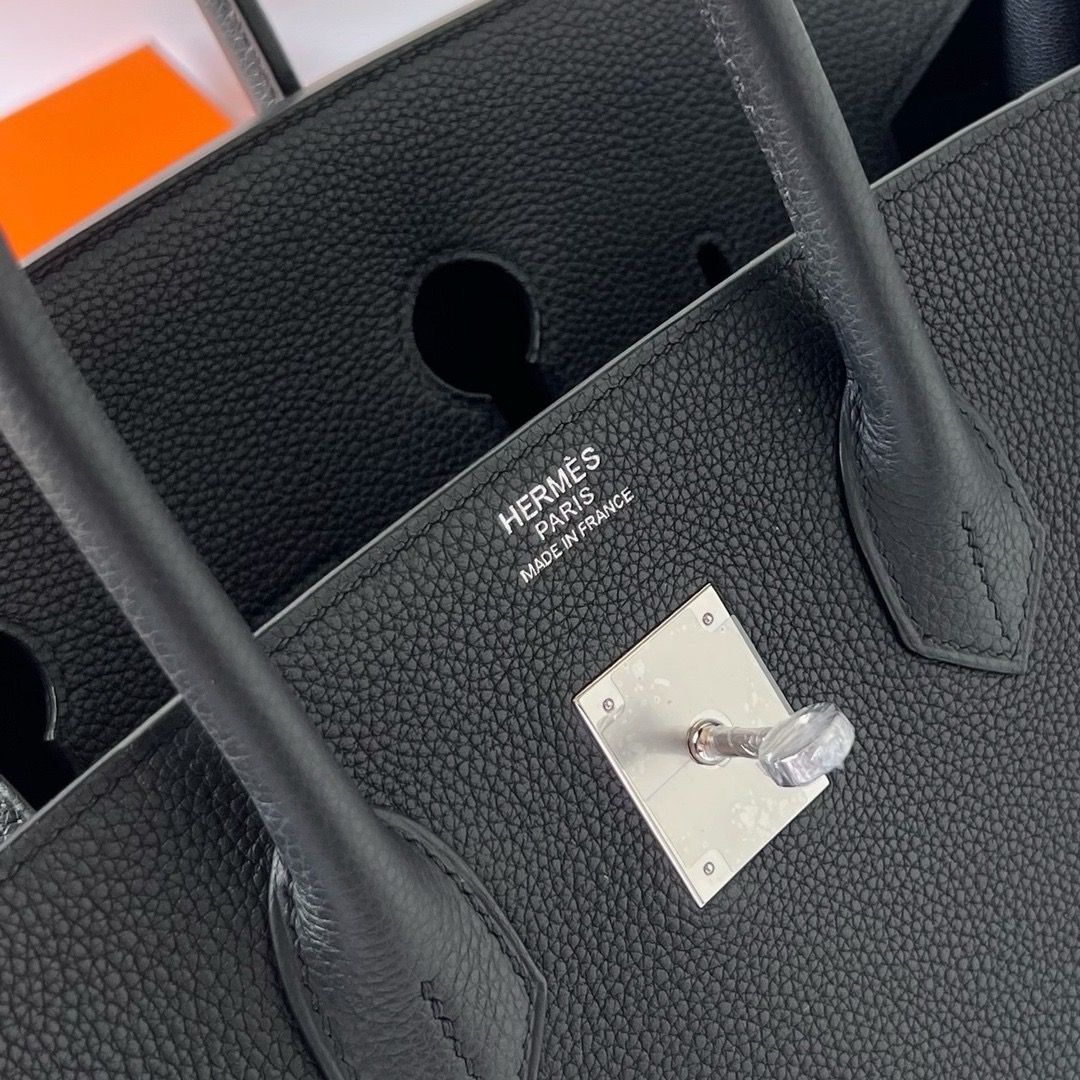 Hermes Birkin 35 Retourne Handmade Bag in Black Clemence Leather - Image 5