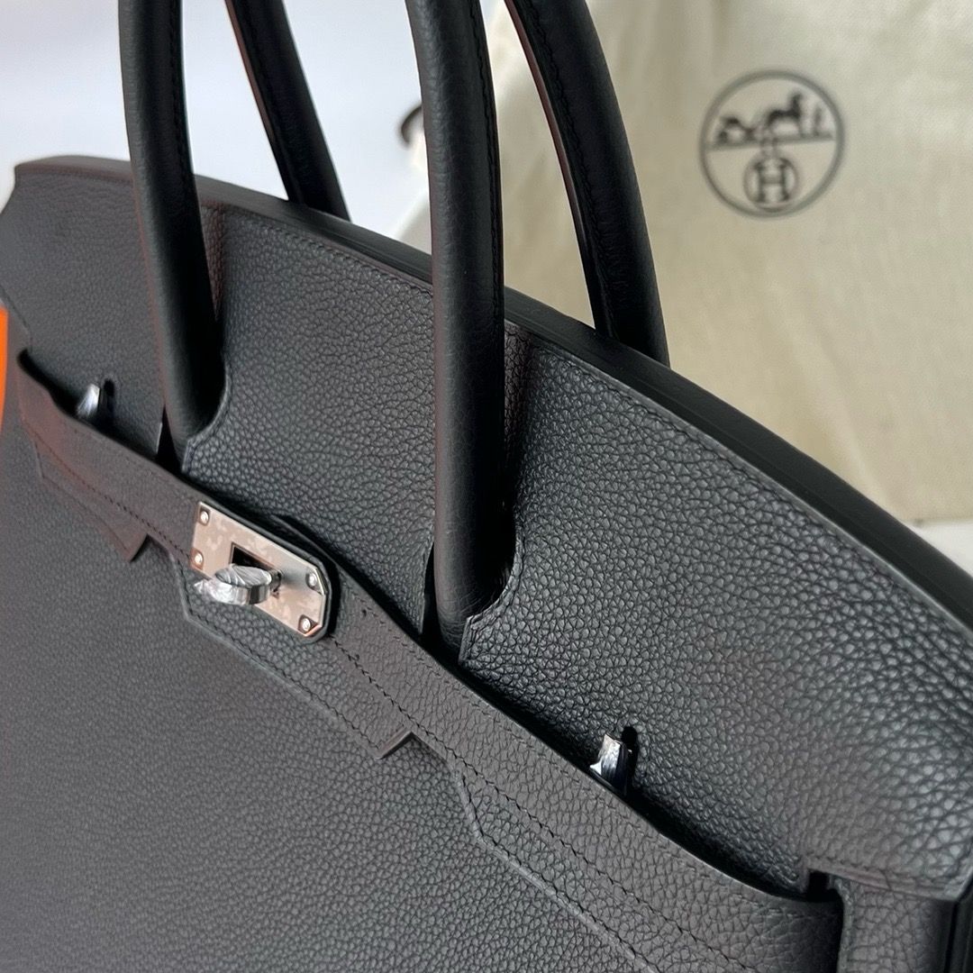 Hermes Birkin 35 Retourne Handmade Bag in Black Clemence Leather - Image 10