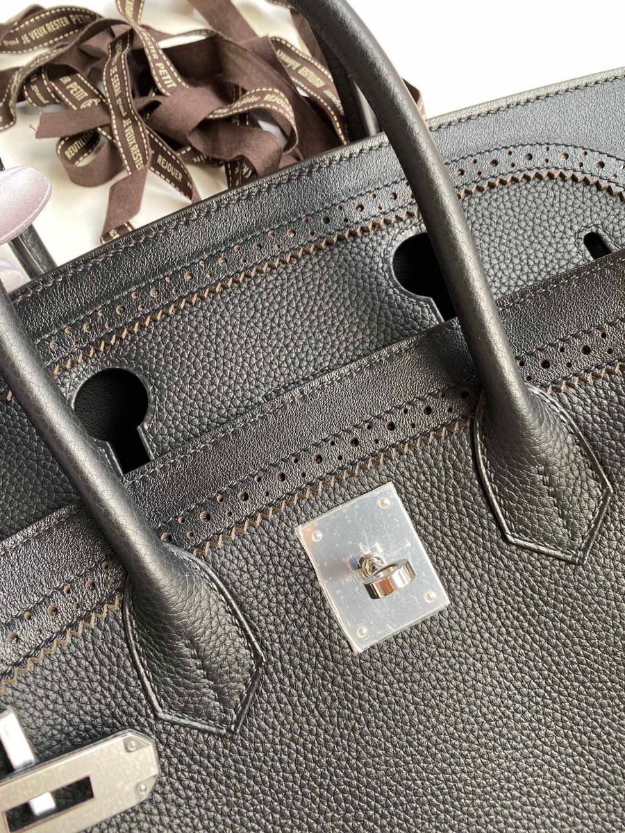 Hermes Ghillies Birkin 35cm Limited-edition Bag In Black Calfskin - Image 8