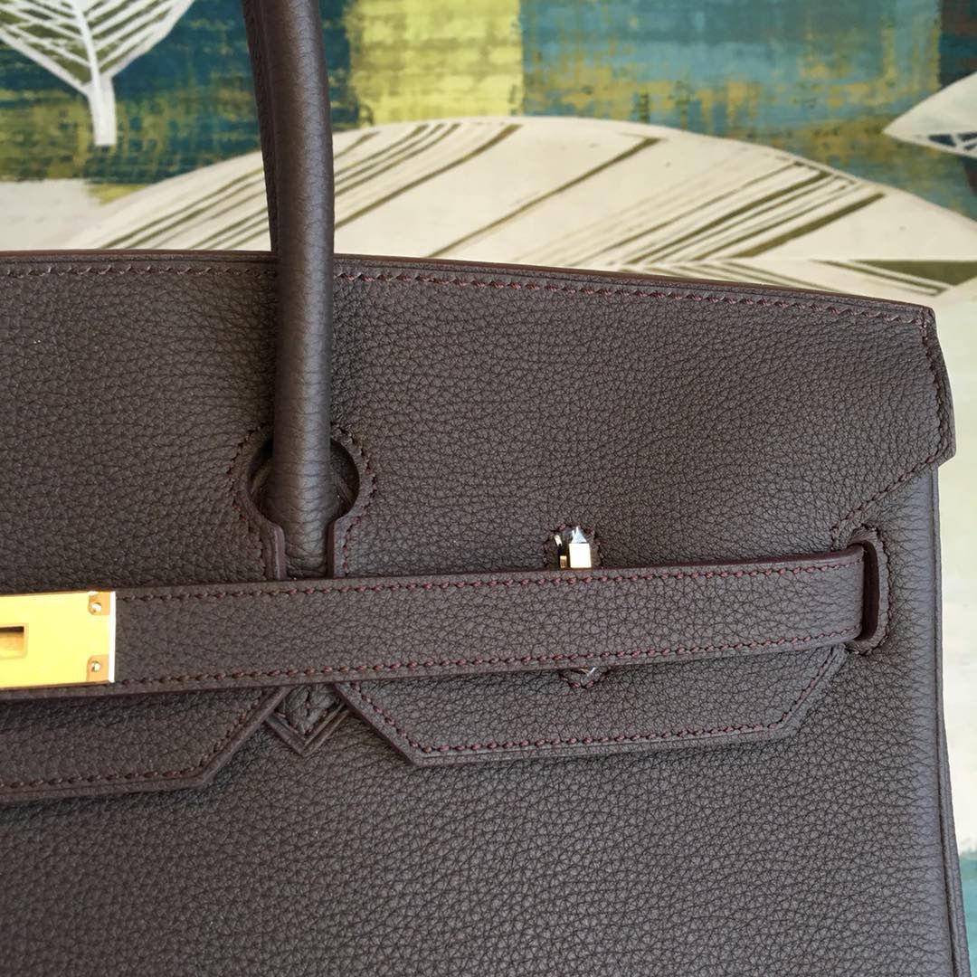 Hermes Birkin 40 Handmade Bag In Chocolat Clemence Leather - Image 6