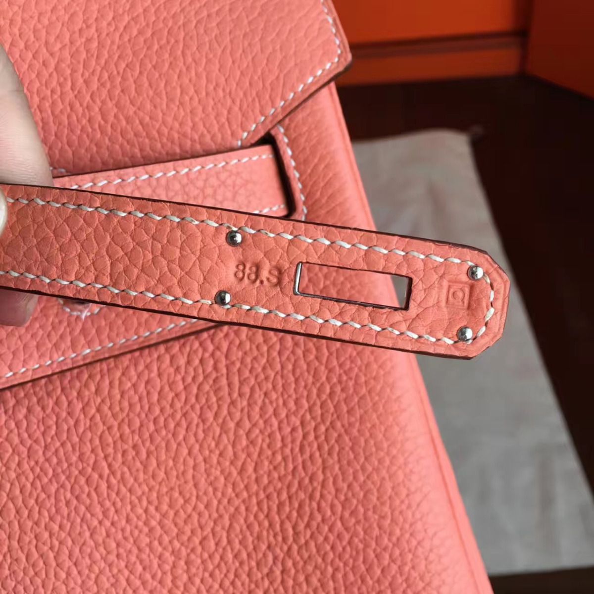 Hermes Birkin 40 Handmade Bag In Crevette Clemence Leather - Image 7