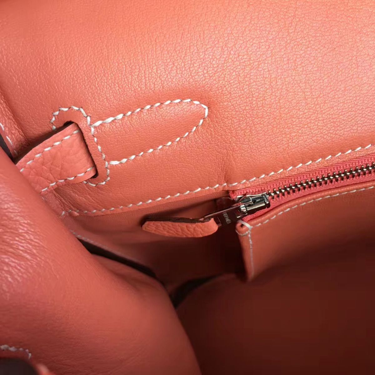 Hermes Birkin 40 Handmade Bag In Crevette Clemence Leather - Image 9