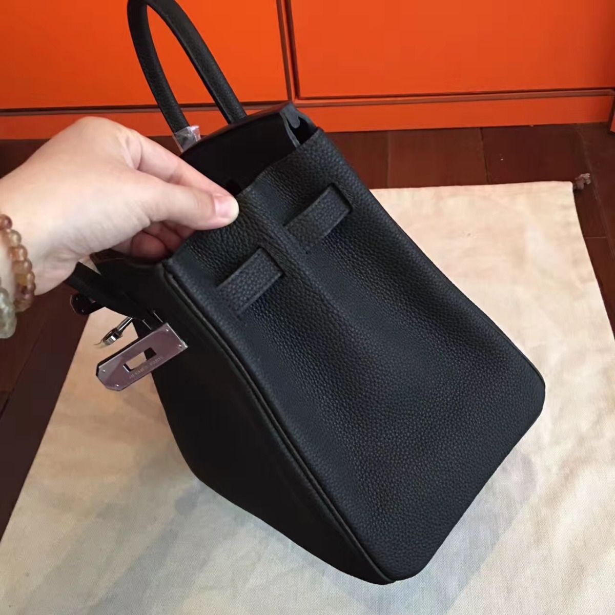 Hermes Birkin 40 Handmade Bag In Black Clemence Leather - Image 7