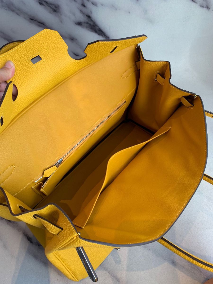 Hermes Birkin 40 Handmade Bag In Yellow Clemence Leather - Image 7