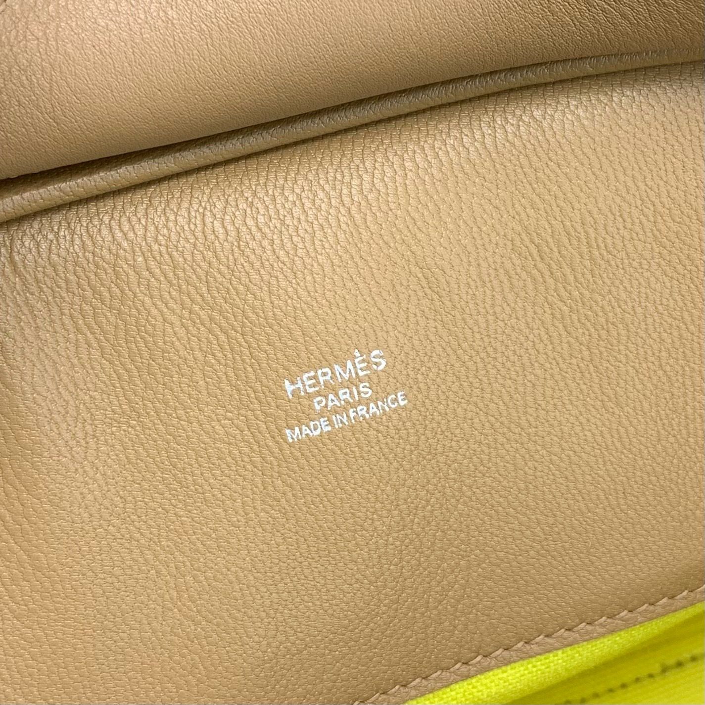 Hermes Birkin Cargo 25 Bag in Lime Toile and Chai Swift Leather - Image 6